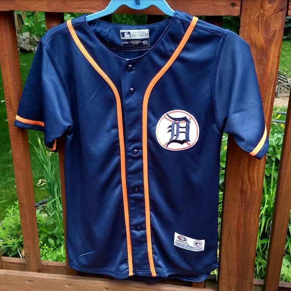 blue and orange baseball jersey